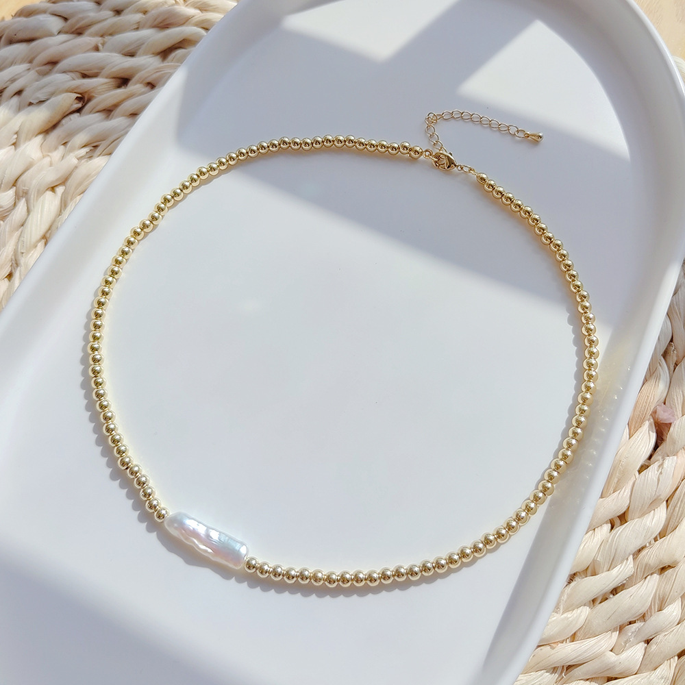 14g Weight Necklace Classification 1 Piece Fashion Round Freshwater Pearl Copper Plating Necklace