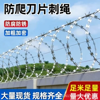 刀片刺绳不锈钢刺丝滚笼防锈防护网刺网带刺防盗防爬刺围墙防爬网