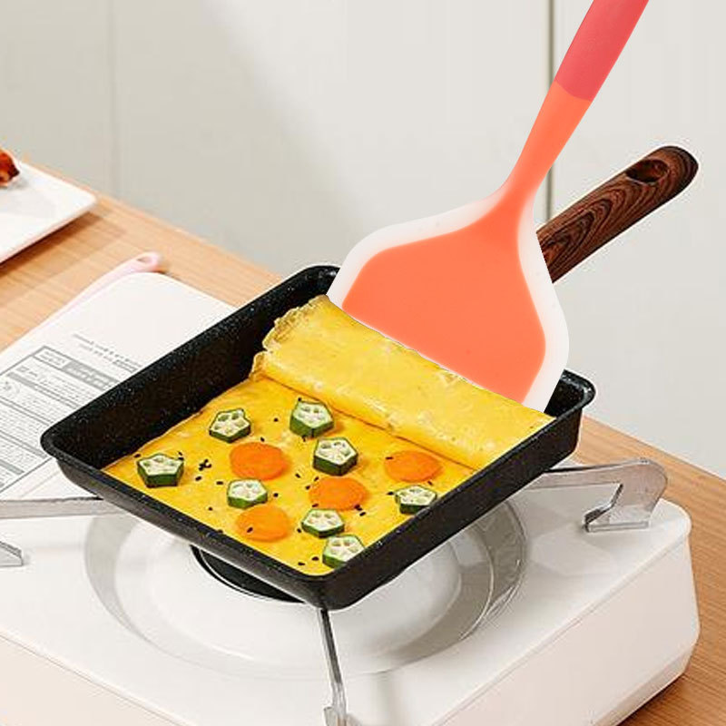 厚みのある長尺シリコン製鍋つかみ、卵焼き用広口シリコン製スパチュラ、耐熱性のある二色透明卵焼き用スパチュラ|undefined