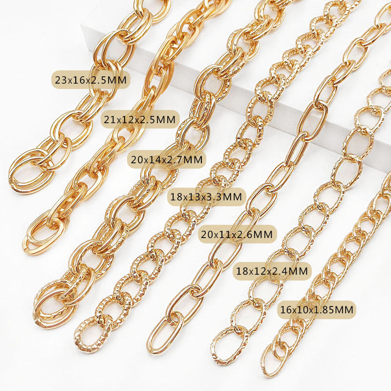 Cross-border supply: Aluminum chain for women's bags, detachable crossbody metal aluminum chain, textured chain, and decorative chain for stage performances