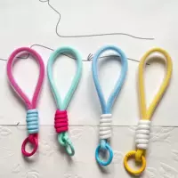 Protective short woven strap, keychain with glass, mobile phone