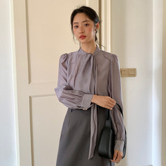 起范 优雅高级感轻奢法式衬衫系带2025早秋新款广州十三行86338