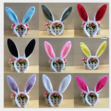 微商地推扫码送礼品毛绒亮片小白兔子耳朵发箍动物发头饰表演道具