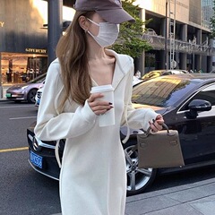 2-300斤大码薄款显瘦连帽长款连衣裙女2025秋冬长袖卫衣打底裙子