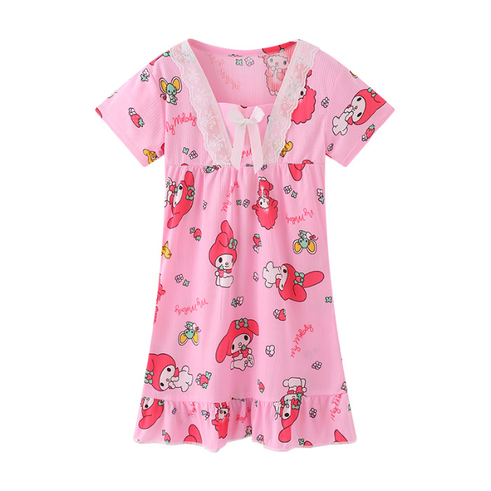 Pijama infantil princesa viento de verano nuevo pijama de niña manga corta Melody vestido de dibujos animados ropa para el hogar