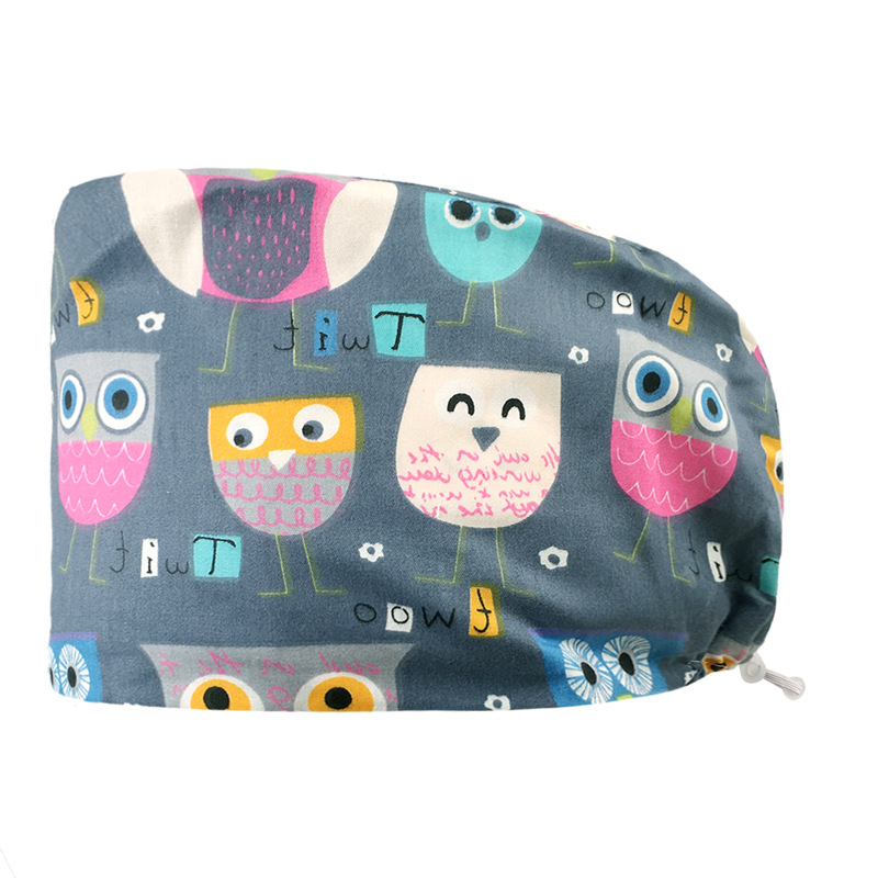 Pareja de dibujos animados lindo impreso puro algodón oral belleza médico tapa de trabajo tapa quirúrgica tapa de la enfermera de la sala de operaciones femenina