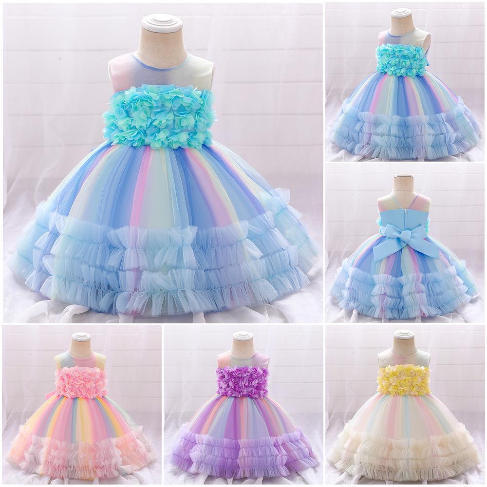 Amazon enfants robe de princesse robe de fils moelleux de fille robe de bébé robe de couleur correspondant festival fleur robe de fille