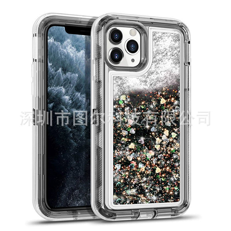 Чехол для телефона, совместимый с iPhone 17, три в одном, жидкие блёстки, ударопрочный
