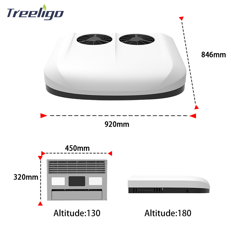 Nueva máquina integrada de aire acondicionado de autocaravana de doble ventilador de fábrica 12V24V de alta capacidad de refrigeración, inversor eléctrico, aire acondicionado de coche comedor de estacionamiento