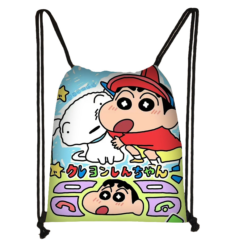 Cross-border Crayon Shinchan Waist Bag Student Cute Large Capacity Polyester Drawstring Bag Casual High-end Feeling Bag Wholesale