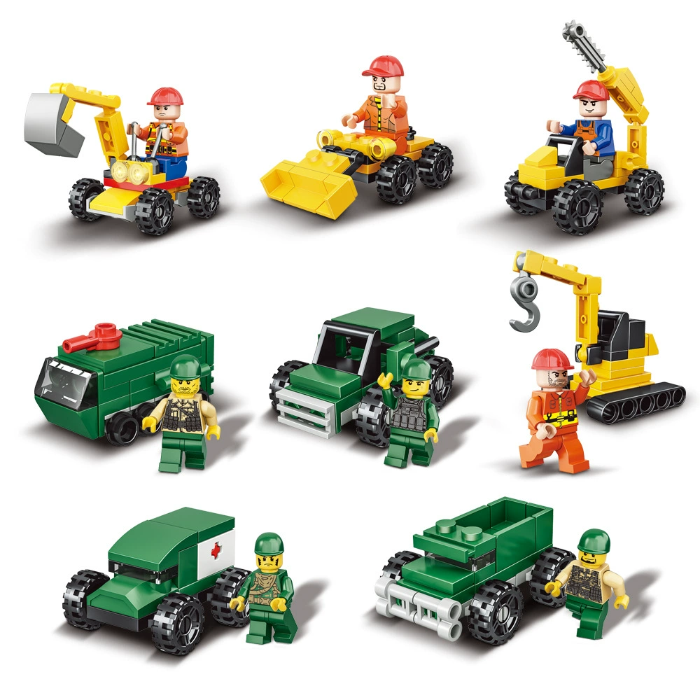 Детская творческая сборка автомобилей строительные блоки для мальчиков-головоломка для полицейских инженерных автомобилей для раннего обучения игрушка подарок на день рождения