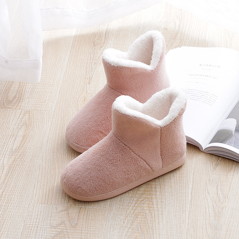 High-top Thickened Full-bag Home Moon Shoes Slippers Women's Winter Heel Warm Fleece-lined Indoor Cross-border Cotton Slippers Length
