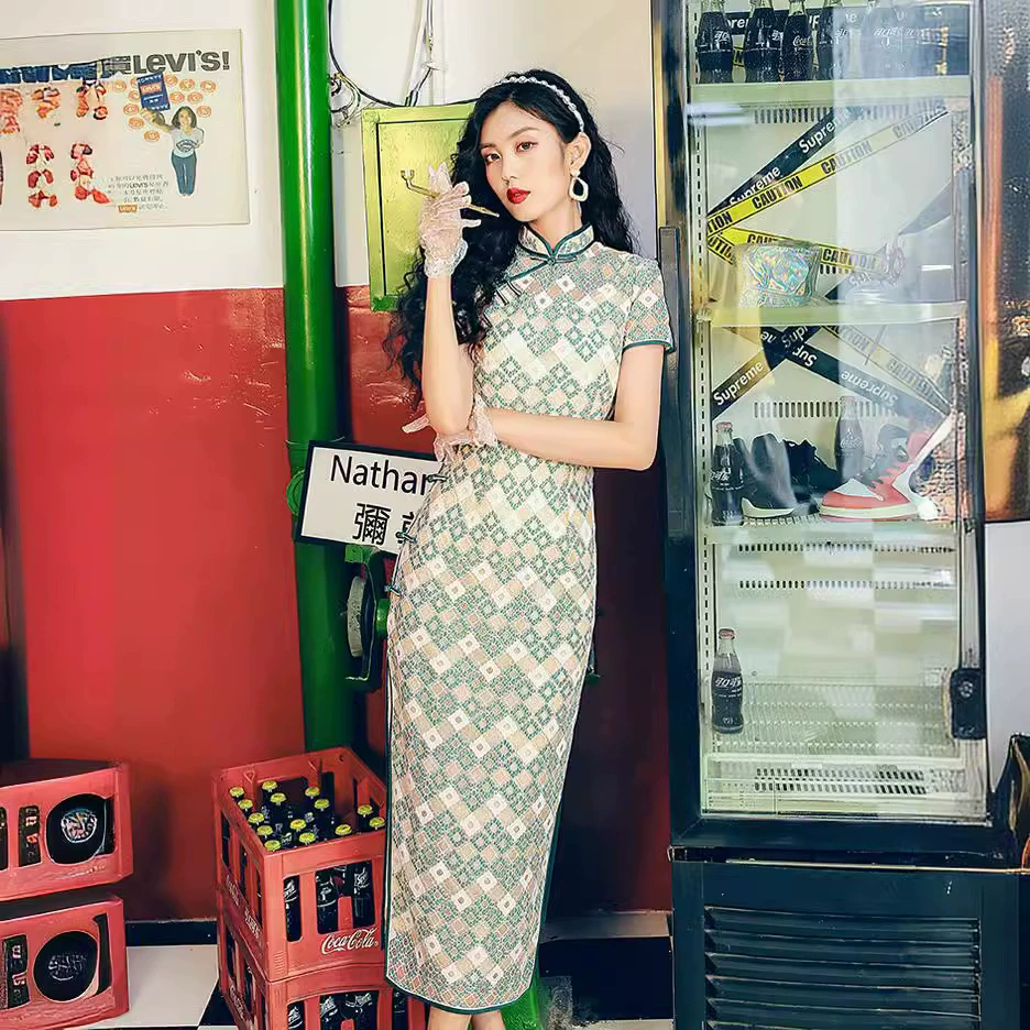 Весна и лето новый улучшенный Cheongsam классический элегантный Cheongsam ретро старый Шанхай Элегантное интеллектуальное платье Cheongsam