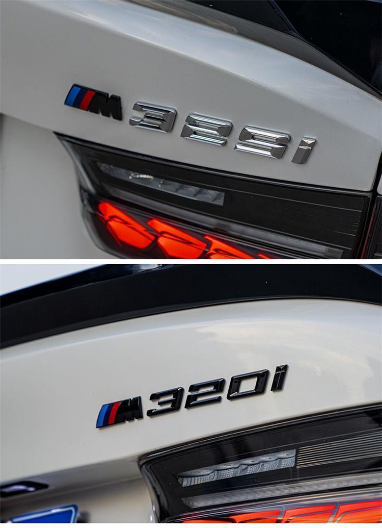 BMW 3 Series M tail badge modification, 325/330Li digital sticker, sporty M emblem sticker, black decorative badge, engine displacement badge