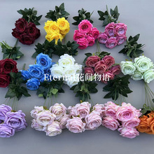 把束洛神玫瑰花7头田园家居橱窗造景仿真花外贸批发假花艺布景