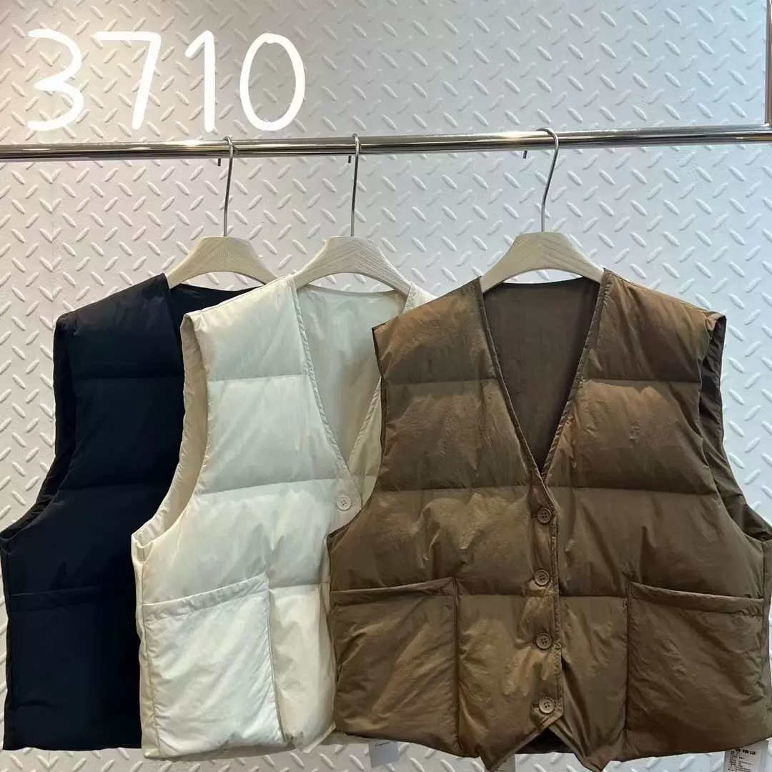 ymwj2025春季新款女马甲坎肩上衣羽绒服外贸感外搭开衫文艺白鸭绒