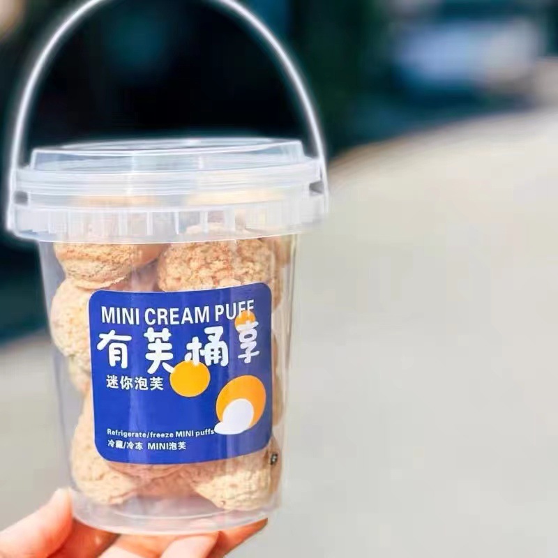 Mini Éclair Bucket with Shared Éclair Packaging Box, Cookie Jar, Snowflake Candied Fruit, Cranberry Cookies Bucket, Western Snack Box