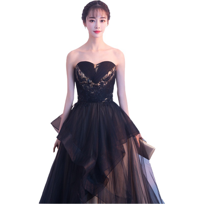 Vestido de Noche Exquisito y Magnífico sin Tirantes para Fiesta de Gala, Fiesta de Graduación, Fiesta de Verano, Estilo Galaxia Negra image 1