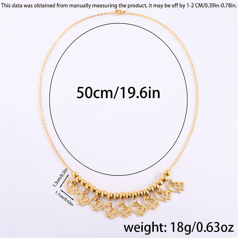21g Weight 0.03µm-0.05µm Gold Plating Thickness PVD Coated Gold Plating Process PVD Coated Real Gold Plated Heart Shape Stainless Steel Exaggerated Waterproof Non Tarnish Titanium Steel Necklace