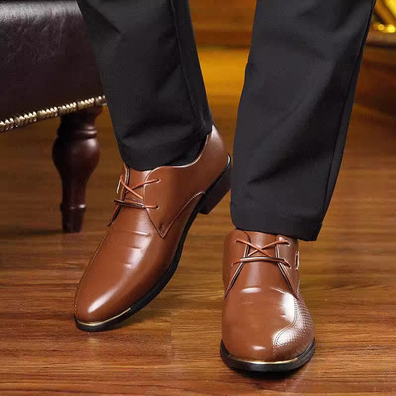 Los hombres de otoño transfronterizos más el tamaño de los zapatos de los hombres zapatos de cuero formales de negocios de los hombres zapatos casuales con cordones de cuero bajo-top image 3