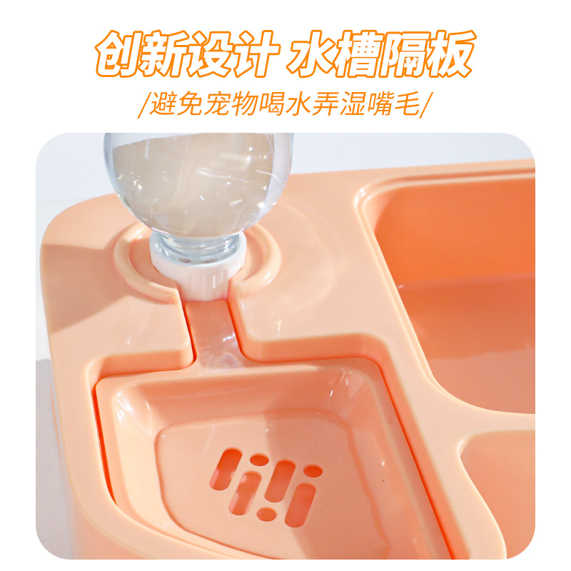 Alimentador de agua potable para mascotas Tazón doble de plástico integrado de agua y comida para aves Dodo multifunción Tazón de agua para perros Tazón de agua para gatos