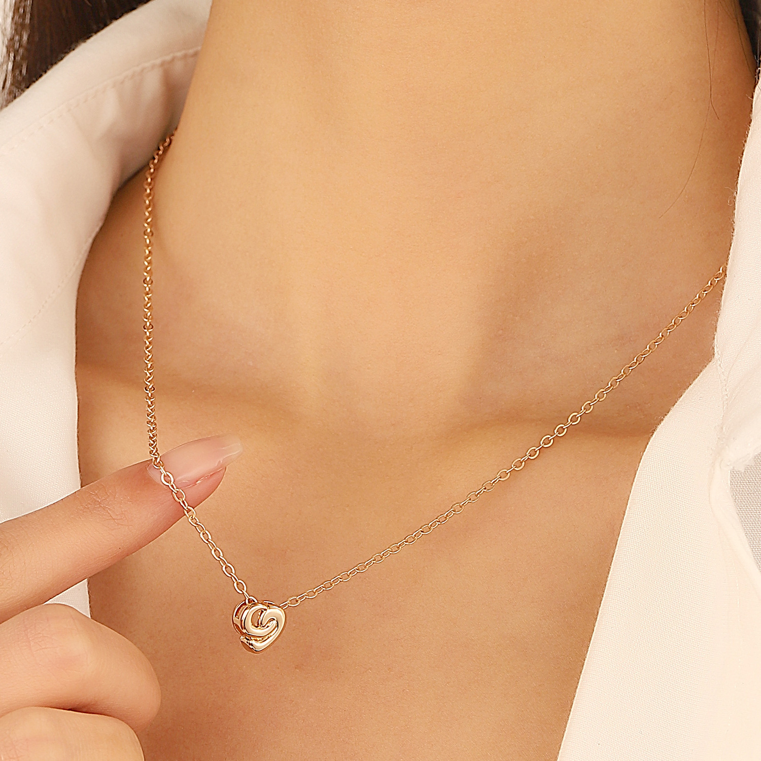 1 Piece Quantity Heart Shape Copper Sweet IG Style Copper Pendant Necklace Necklace
