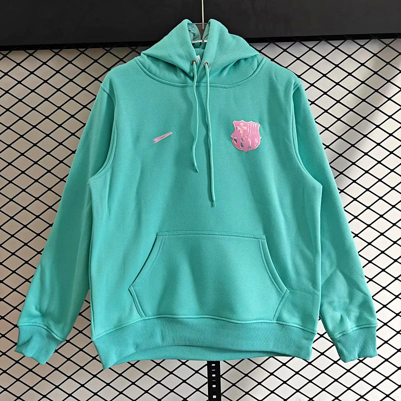 2526 Barcelona Special Edition Player Fleece-Lined Heavy-Duty Patch Offset Printed Hooded Sweatshirt Winter New Top Jacket