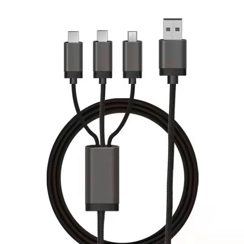 Woven mobile phone, charging cable, three-in-one, 1.2m, 5A