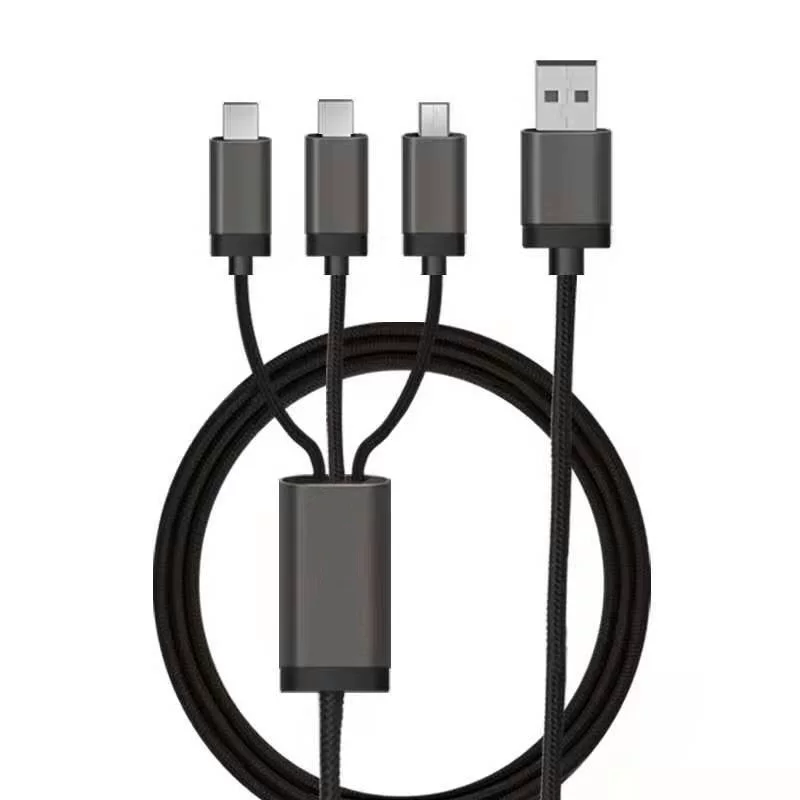 Woven mobile phone, charging cable, three-in-one, 1.2m, 5A