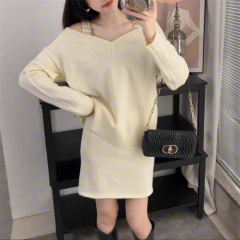 秋冬季跨境针织毛衣连衣裙子女2025新款小个子香风搭配一整套装裙