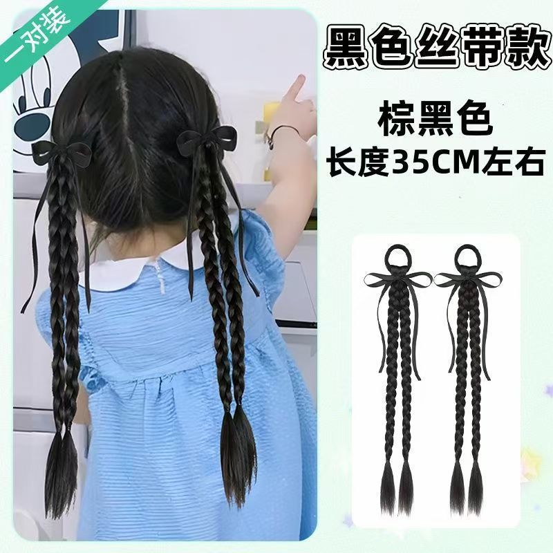 Cinta de lazo para niños Cola de caballo Estilo de ballet Pelo falso Trenzas largas Niña performance Tombro trenzado trenzado