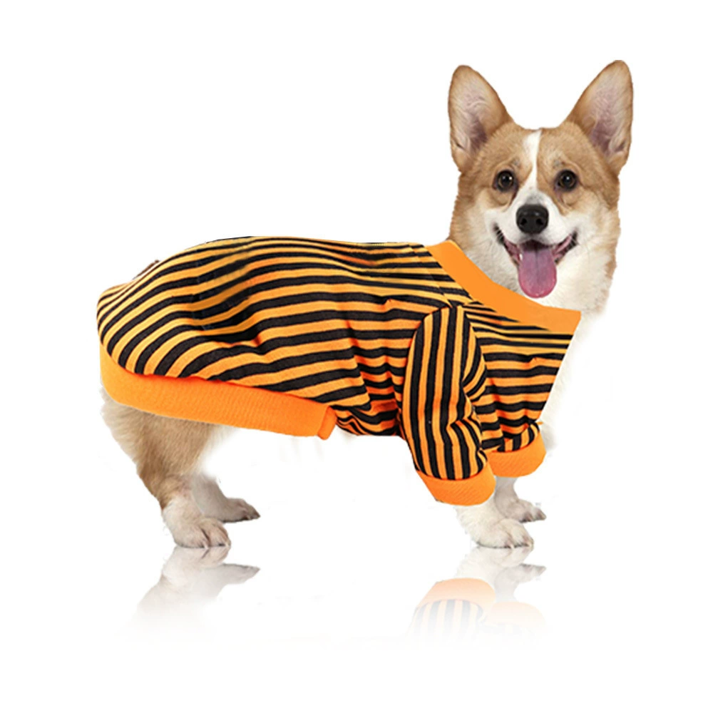 Одежда для домашних животных Рубашка-жилет Маленькие средние и большие Повседневная Удобная оранжевая черная полосатая весенне-осенняя одежда для собак и кошек с двумя ногами