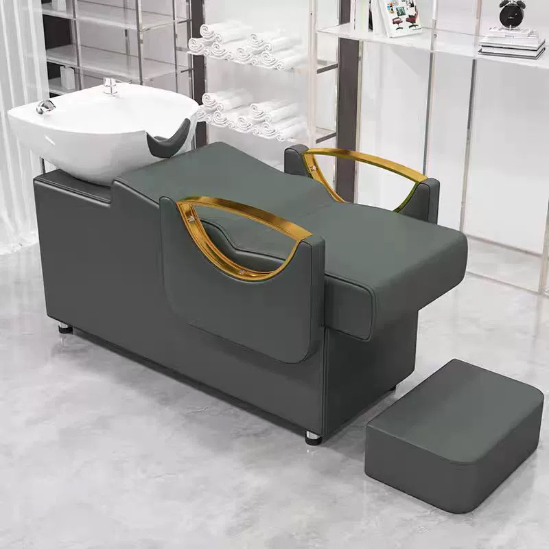 Barbería cama de lavado de cabello semi-recostada salón de peluquería tienda de estilo cerámica lavabo de moda simple lavado de cabello