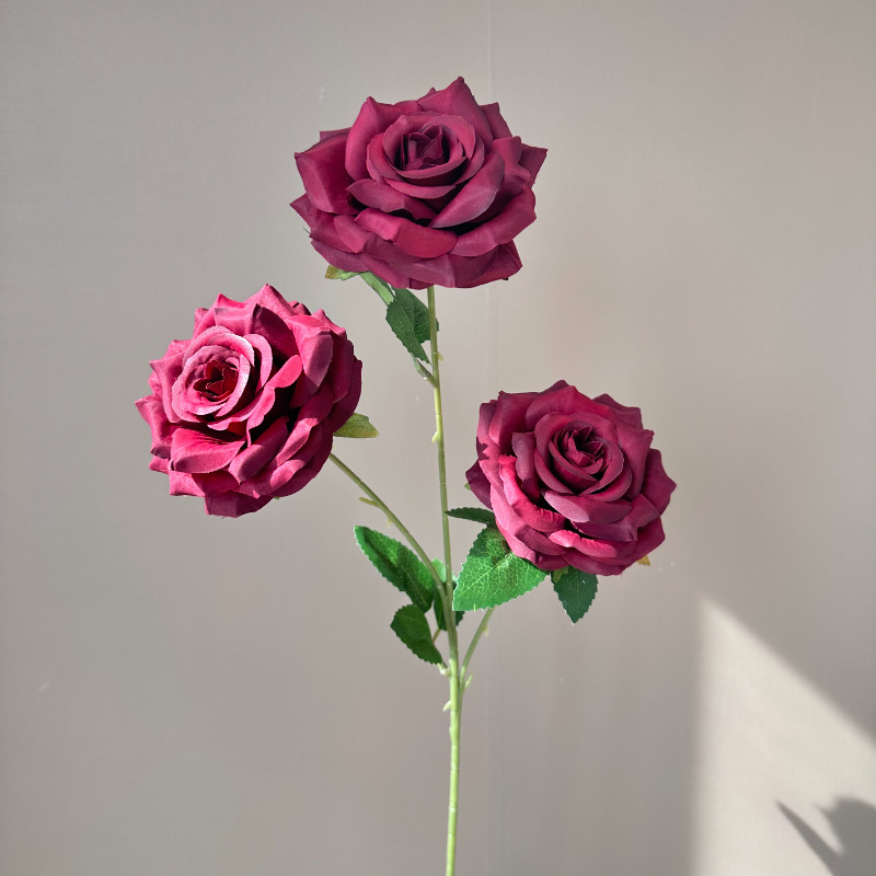 3 rosas de diamante flores simuladas decoración de cascada de flores flores flores flores falsas flores flores flores de seda fábrica ramo al por mayor