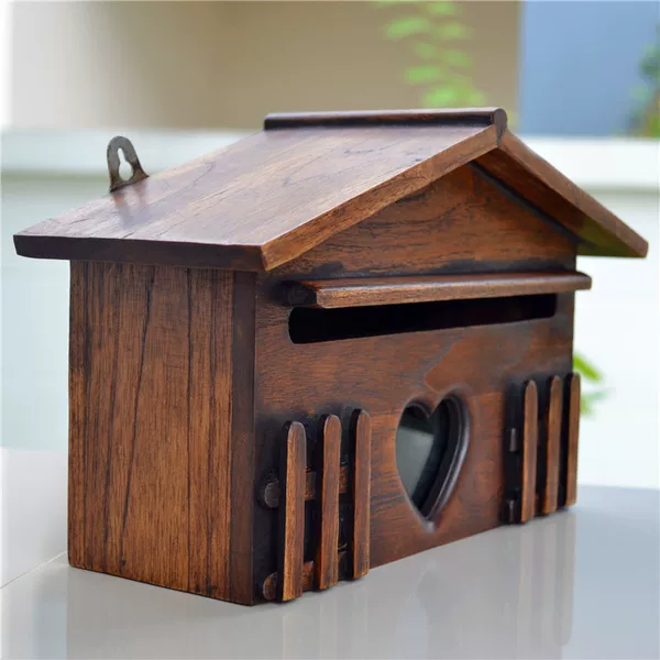 Villa solid wood European-style creative wooden mailbox, outdoor rainproof opinion box, utility bill document box, door-hanging