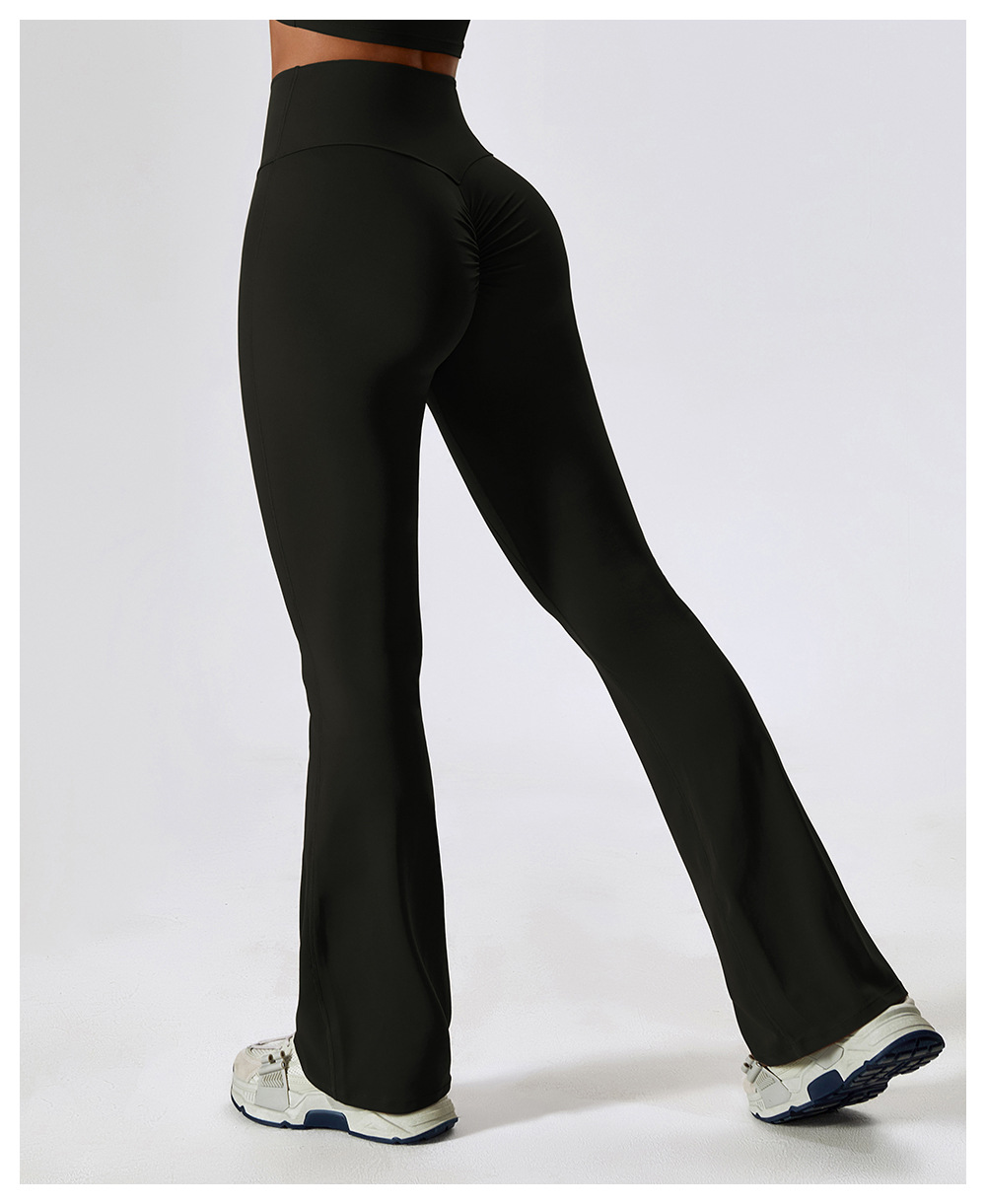 Simple Style Solid Color Nylon Spandex Pleated Active Bottoms Flared Pants display picture 23