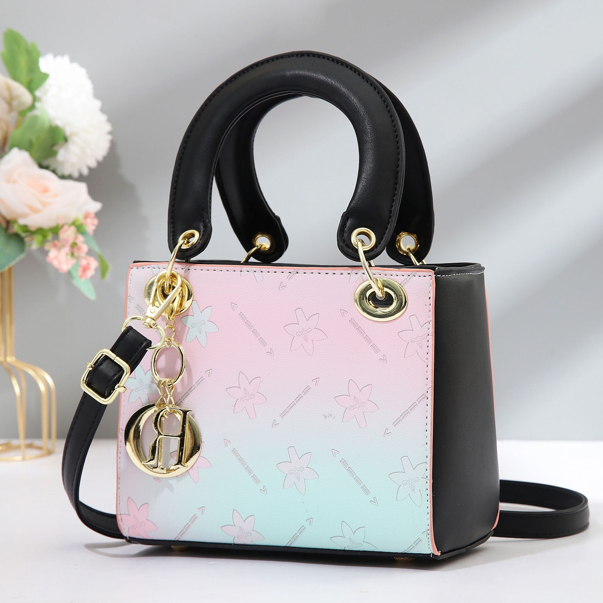 Bolso de mano bolso pequeño degradado colorido bolso femenino de moda bolso de mensajero de un solo hombro comercio exterior colgante al por mayor bolso transfronterizo