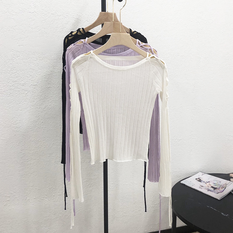 Special offer! Summer New Style Strap Design Sense Slim Slim-Fit Elegant Age-Reducing Thin Minimizer Machine Knitted Base Shirt