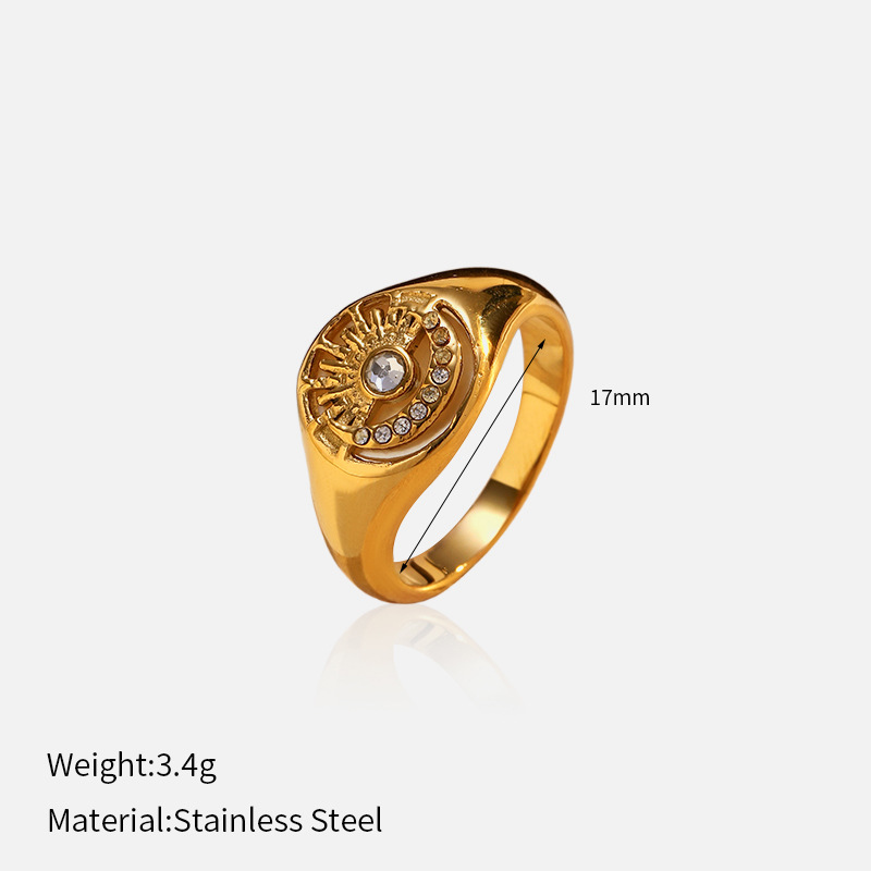 Europa y los Estados Unidos en la abertura de corte de viento anillo de diamante de acero de titanio chapado en PVD 18k oro real no se desvanece anillo de lujo ligero i