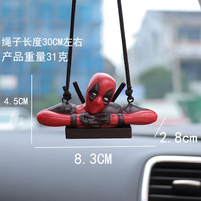 Cartoon Deadpool Car Rearview Mirror Car Pendant Reading Book Little Naughty Car Accessories Car Pendant Interior Decoration