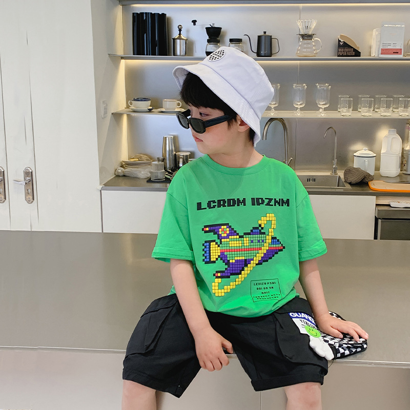 Boys' T-Shirt Short-Sleeve Pure Cotton Summer Thin Style 2026 New Model for Older Children Trendy Streetwear Top Children's Fashion Summer Wear