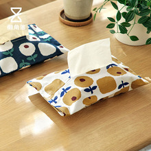 布艺纸巾盒日式印花客厅餐巾纸套袋抽纸盒车载纸巾袋