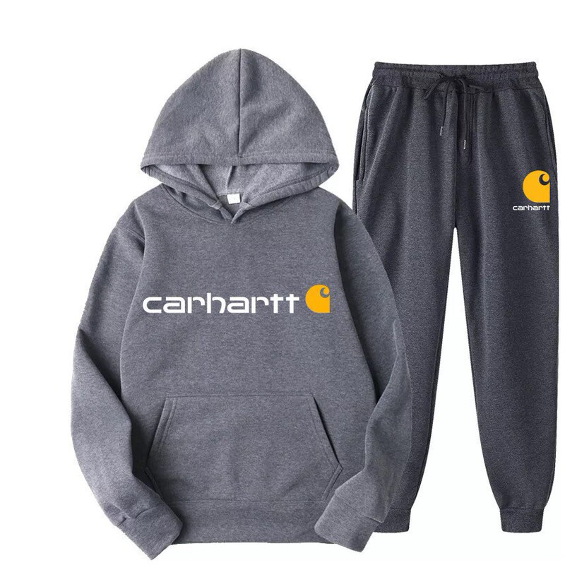 Cross-Border Amazon Trendy Brand Carhartt Two-Piece Mango Letter Sweatshirt Men's and Women's Velvet Hoodie Suit