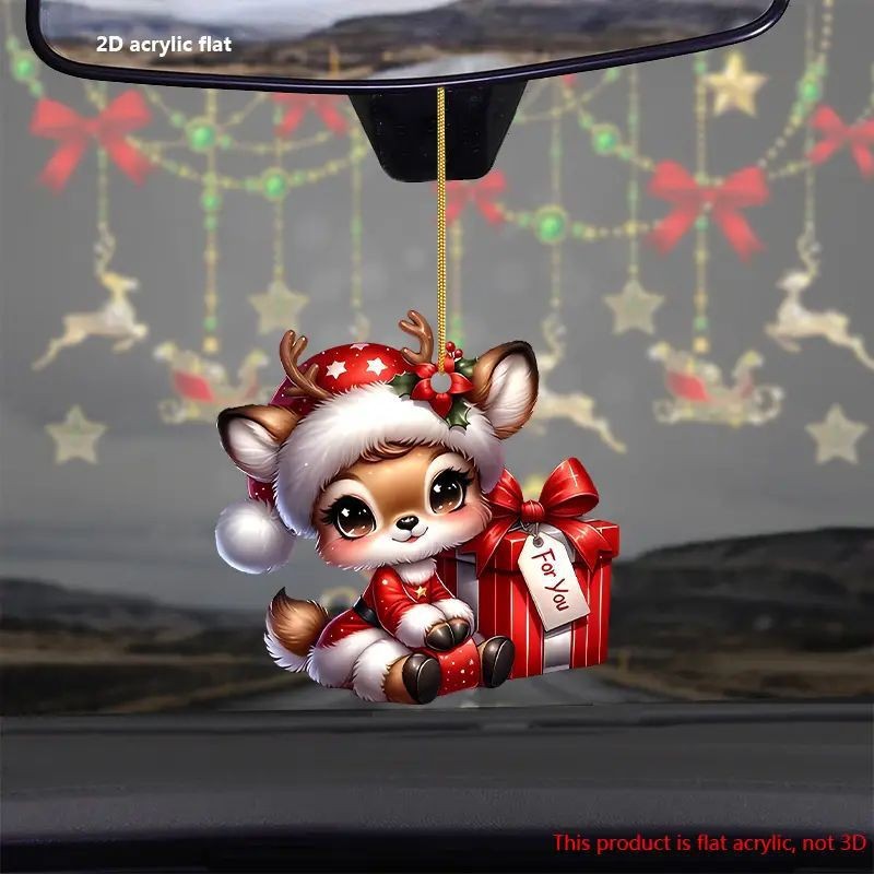 Navidad acrílica adorable ciervo colgante nuevo producto transfronterizo plano espejo interior decoración colgante de vacaciones