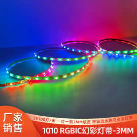 无焊点超细板宽100灯5VUSB灯条 1010内置ICWS2812幻彩RGB 3mm灯带