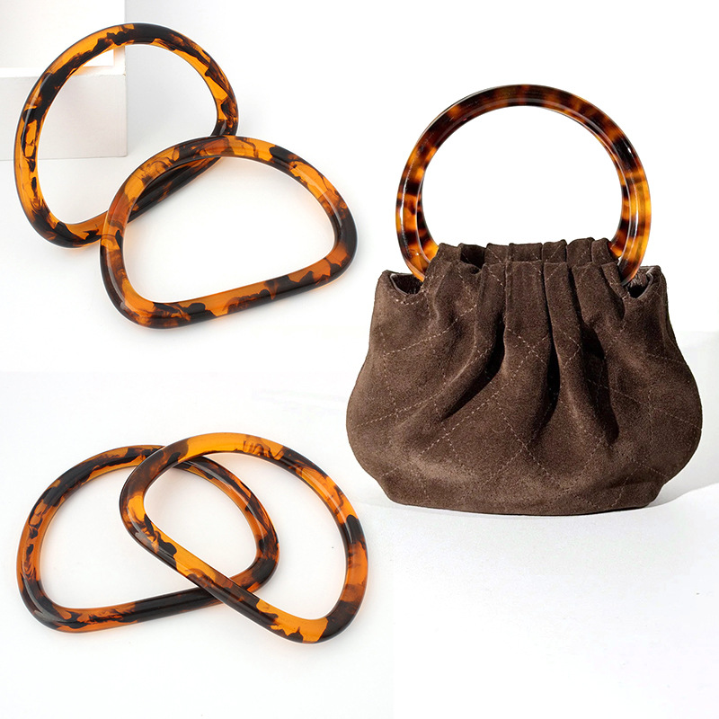 Bolso de cuero de seda 26C accesorios de mango de tortuga resina bolso de color tortuga accesorios de brazalete diy