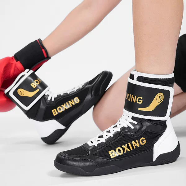 Cross-Border New Men's Boxing Shoes, Men's High-Top Sanda Shoes, High-Top Fighting Training Shoes, Wrestling Shoes, Wrestling Boots, Wear-Resistant Boxing Shoes
