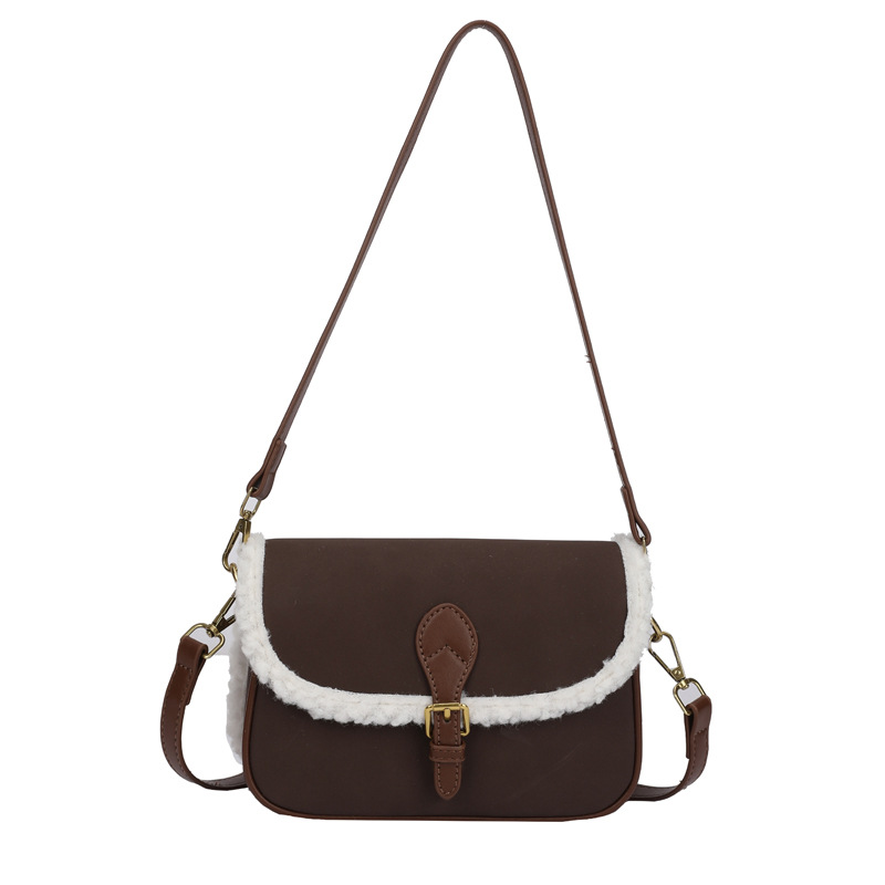 Bolso de brazo de lana de cordero diseño niche, bolso de hombro retro de moda para mujer