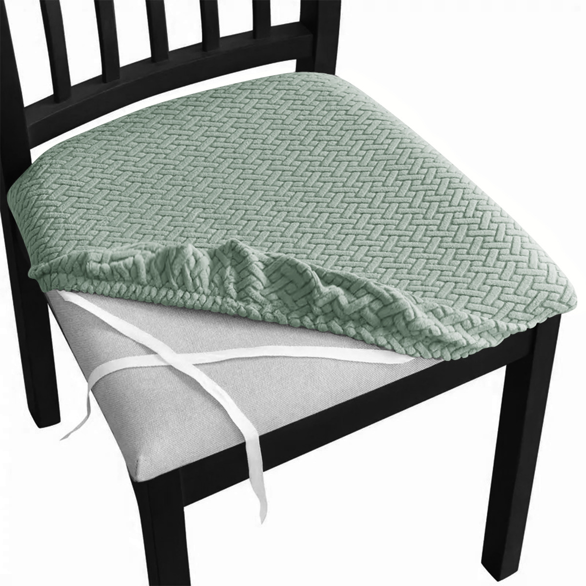 Jacquard transfronterizo patrón de tira en T con correa cubierta de banco de cuerda silla elástica de color sólido cubierta de banco cubierta de taburete TEMU spot