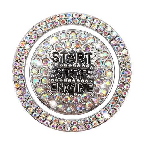 Cross-border car one-button start decorative ring ignition switch button protection sticker full of diamond inlaid universal one-button start